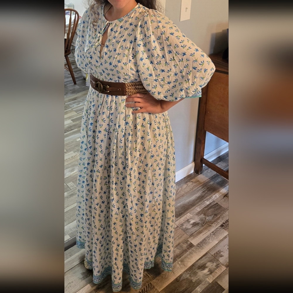 Floral Blue and White Dress